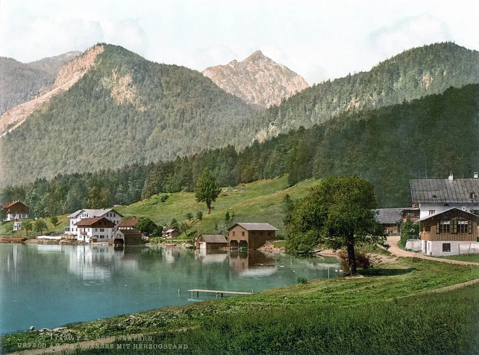 Seehotel Karwendelblick, Urfeld: Urfeld on Lake Walchensee with Herzogstand beyond