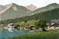 Urfeld on Lake Walchensee with Herzogstand beyond