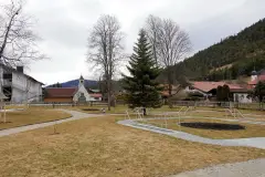 Kurpark in Wallgau with a path and trees